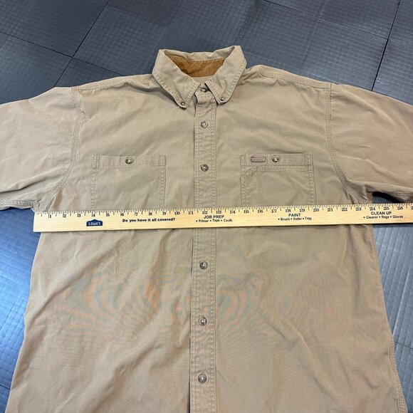 CARHARTT MENS TAN SHORT SLEEVE BUTTON UP SHIRT LARGE - Picture 6 of 10